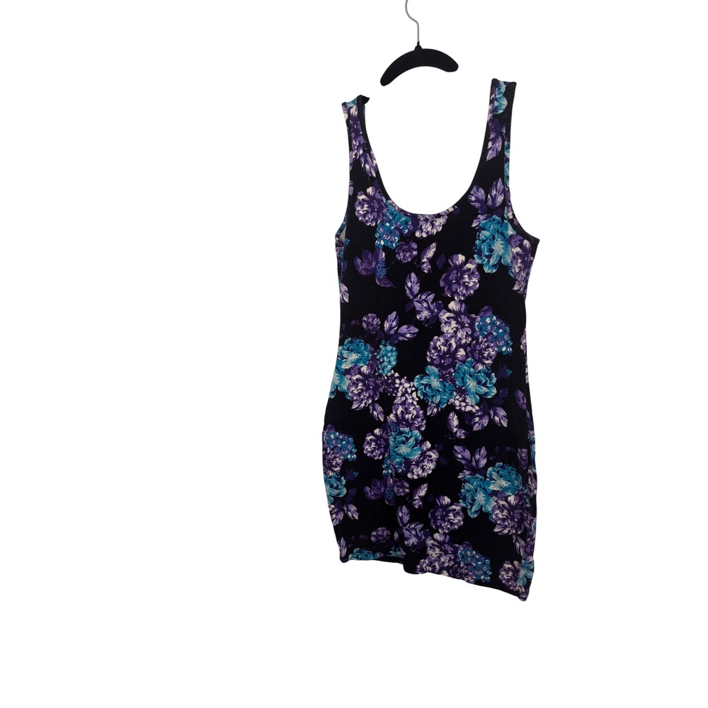 No Boundaries Womens Blue Floral Bodycon Mini Dress Sleeveless Scoop Neck M 7-9 - Picture 2 of 8